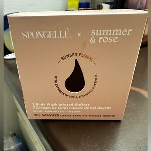 Spongelle x Summer & Rose Sunset Floral 2 Body Wash Infused Buffers 5.5 Oz NIB